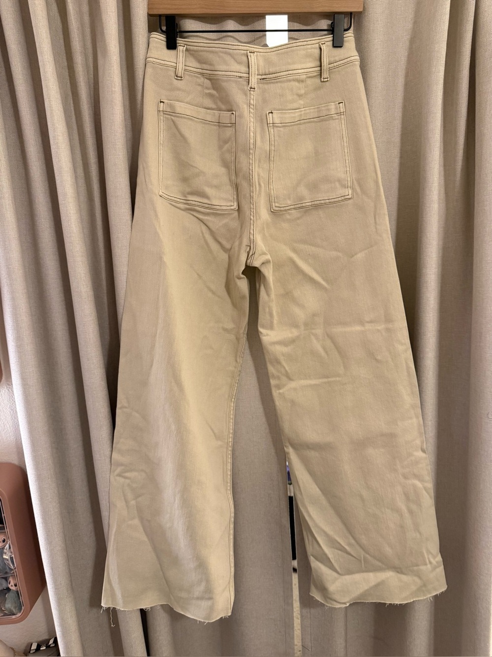 New Landry Kate Miou Muse Cropped Wide Leg Stretch Denim Cream L - Picture 2 of 4